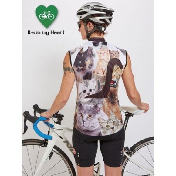 It's in My Heart Cat Cycling Shirt Size Medium Athletic Outdoor Fitness - Picture 1 of 11
